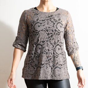 Chico's Greige Lace Blouse